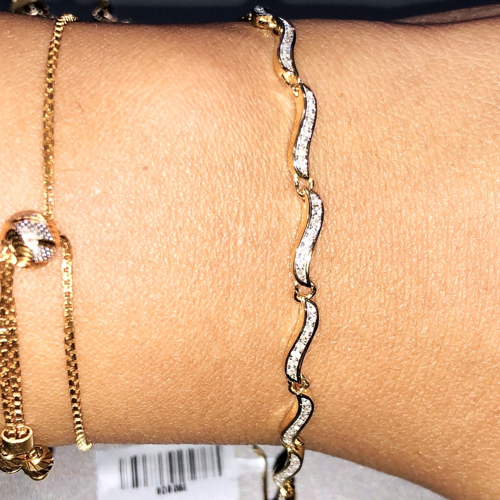 10k gold vermeil Real Diamond Genuine natural dainty elegant bracelet NOT CZ WOW